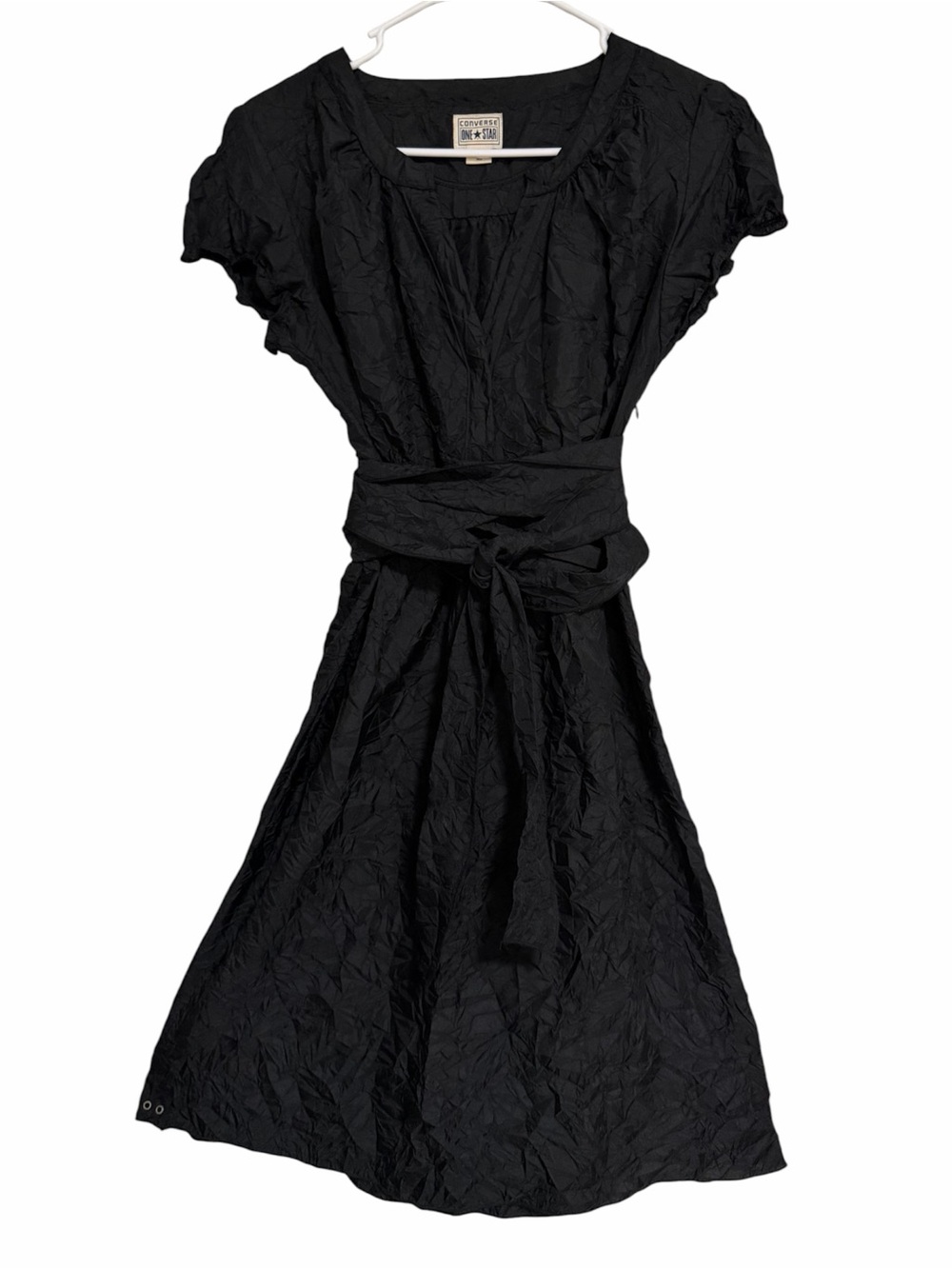 Converse One Star Black Midi Wrinkle Dress with waist tie